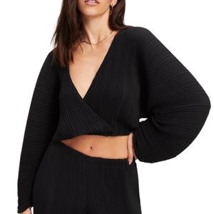 Good American Plisse Sculpted Top in Black001, Size 1/2 or Small/Medium